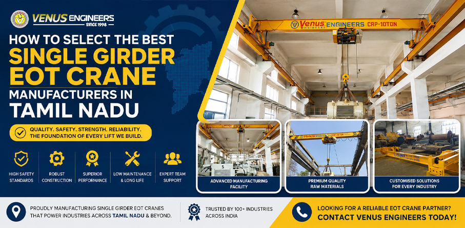 Single Girder EOT Crane Manufacturers in Tamil Nadu